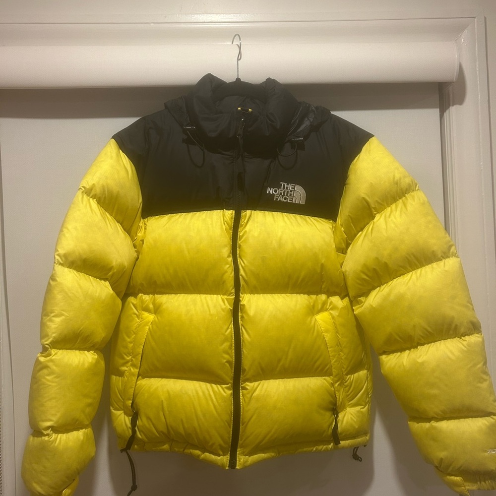 The North Face Mens Yellow and Black Puffer Jacket